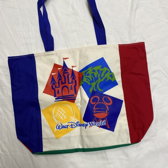 VINTAGE 90s WALT DISNEY WORLD 4 PARK CANVAS BAG New Made in USA great quality - Picture 4 of 10
